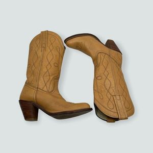 Frye Womens Western Cowboy Boots Tan Brown Mid Cal